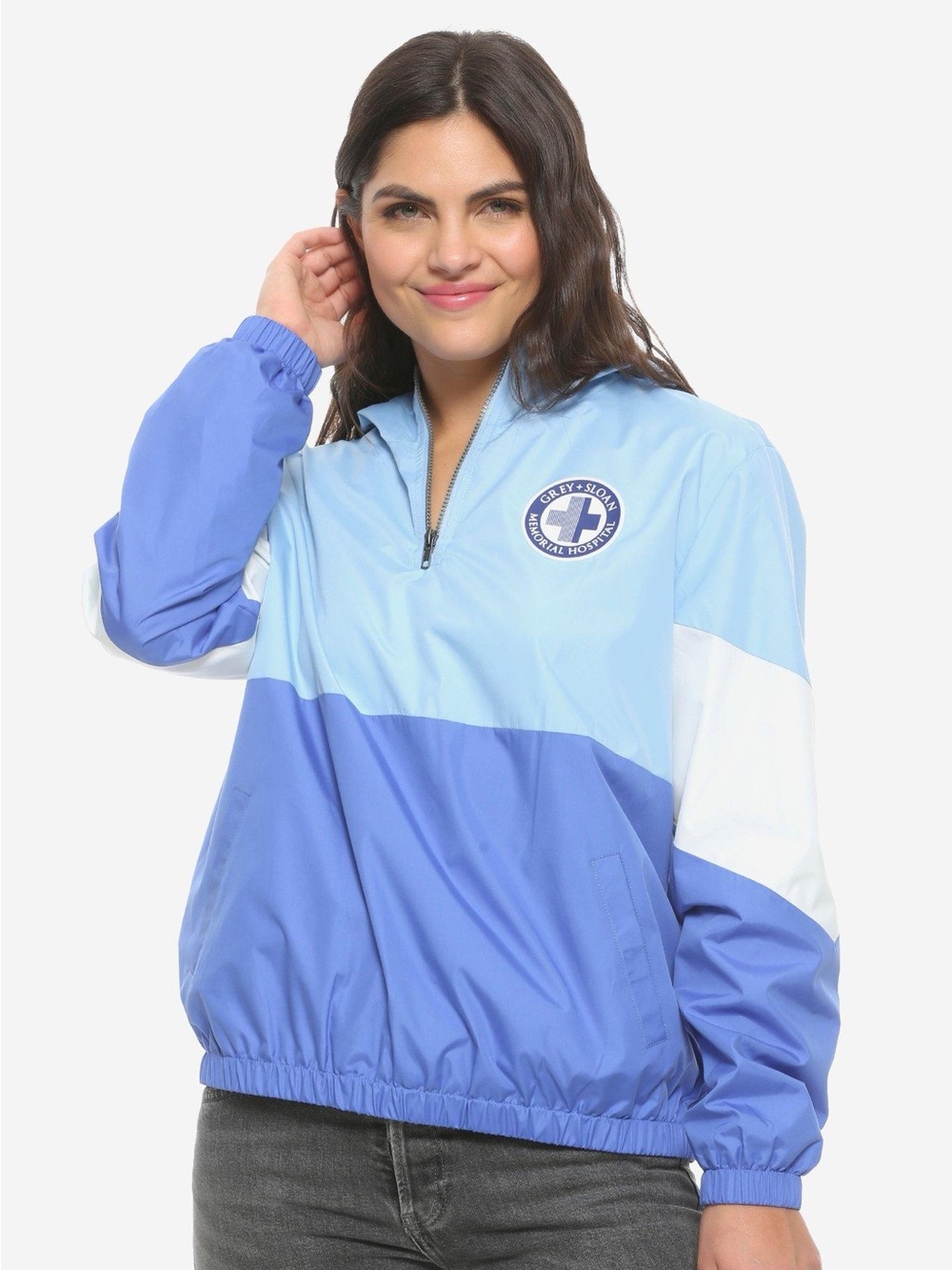 Greys anatomy! Light Blue & Royal Blue Half-Zip Windbreaker Jacket